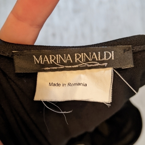 Luxury Marina Rinaldi Silver Metallic Embroidered Black Lined Tunic Tee Size XL - Picture 4 of 12